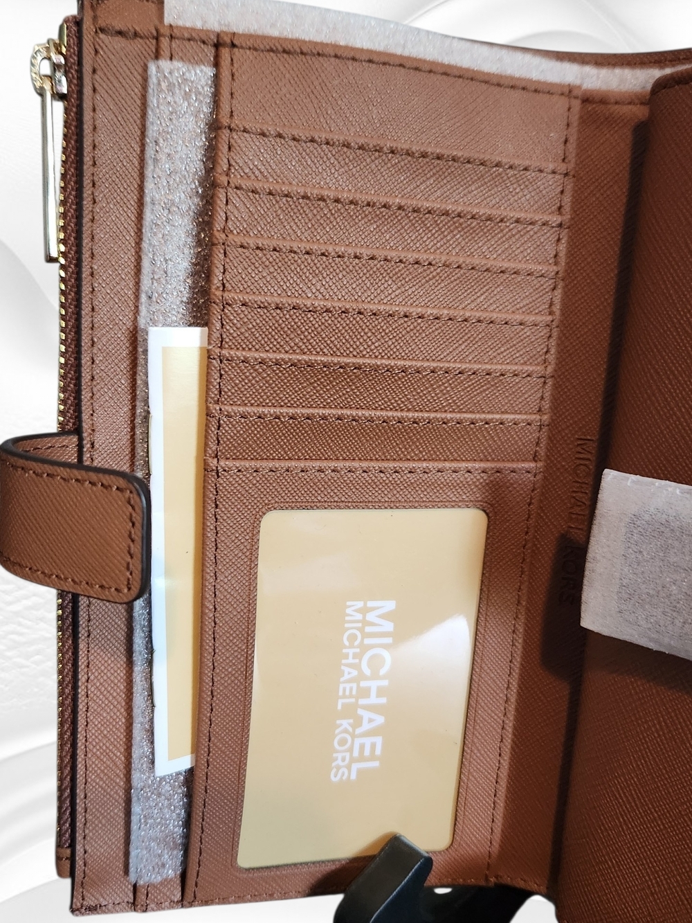 Michael Kors Brown Leather Wristlet Wallet In Color "Luggage". NWT - Picture 6 of 11